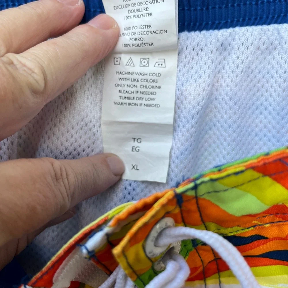 Nike Mens XL Board Shorts Swim Trunks Geometric Abstract Orange Green Blue Multi